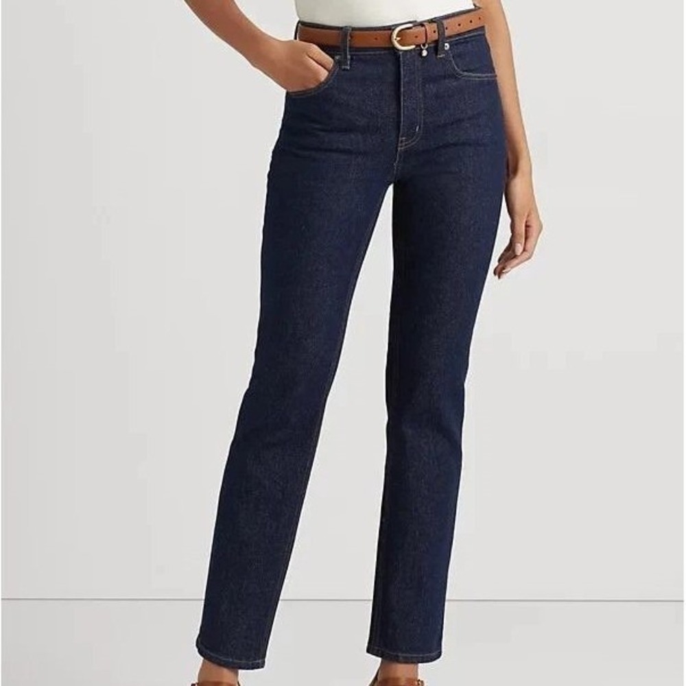 NWOT Lauren Ralph Lauren Jeans Women's 14P Blue Cotton Straight
